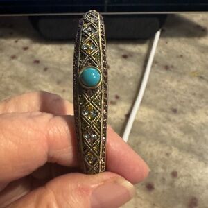 Vintage Heidi Daus and turquoise cabachon bronze bracelet